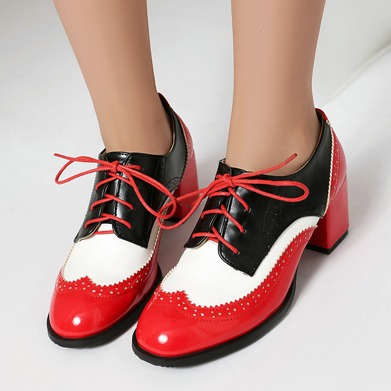 Plus rozmiar 36-48 brązowy cza – Oxford Lace Up Women recenzja i cena